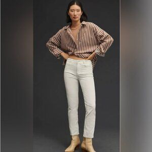 PAIGE Cindy High Raise Crop Straight Leg Corduroy Western Boho Jeans Size 32